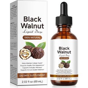 Black Walnut Liquid Drops - 500mg Juglans Nigra Extract - Supports Everyday Wellness, Digestive Balance & Cellular Harmony - Vegan, Alcohol-Free & Sugar-Free - 2.02 fl oz (60 mL) in Kuwait
