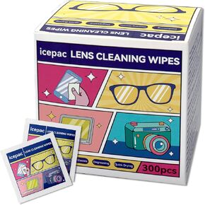300 Count Lens Wipes for Eyeglasses, Eyeglass Lens Cleaning Wipes Pre-moistened Individually Wrapped Sracth-Free Streak-Free Eye Glasses Cleaner Wipes for Sunglass, Camera Lens, Goggles in Kuwait