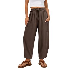 onlypuff Womens Baggy Wide Leg Pants Palazzo Harem Pant Beach Casual Cropped Capri with Pockets in Kuwait