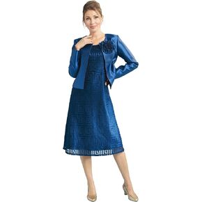 Masseys Geometric Dress with Jacket for Women with Removable Flower Detail in Kuwait