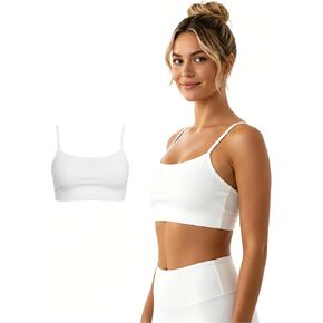 Cotton Padded Sports Bra for Women Adjustable Spaghetti Strips High Support Workout Tops for Yoga Pilates Running in Saudi Arabia