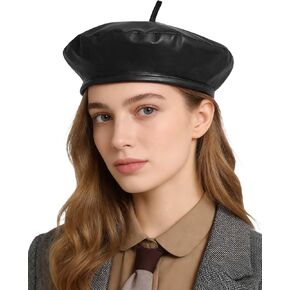Women PU Leather Beret,French Artist Painter Solid Beret Cap in Saudi Arabia