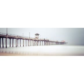 16x48 Inch Canvas Print: Panoramic Huntington Beach Pier Wall Art, Orange County Photo, Southern California Artwork, Beachscape Picture, Coastal Home Decor, Living Room for Wall, Gifts Women Men in Kuwait