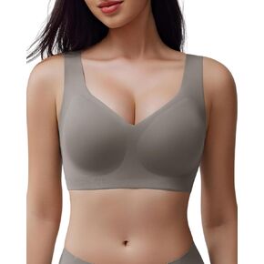 Wireless Wide-Strap Bra, Seamless Back-Smoothing Full Coverage, W-Shaped 3D Jelly Lift, Soft Stretch Fabric in Saudi Arabia