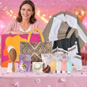 Bearhug Luxury Gift Box for Women - Elegant Wrap Poncho Shawl & Versatile Tote Bag Set - 12Psc Premium Birthday Gifts for Mom, Thinking of You, Anniversary, Get Well Soon Unique Gift Basket in Kuwait