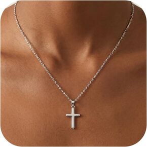925 Sterling Silver Cross Necklaces for Women Girls, Dainty Silver Cross Necklace 16-22 Inch Cross Choker Jewelry Christian Baptism Religious Faith Jewelry Gifts in Saudi Arabia
