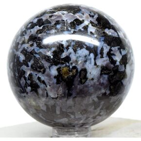 2" Indigo Gabbro Sphere Sparkling Natural Blizzard Crystal Ball Mystic Merlinite Mineral Polished Stone - Madagascar + Stand in Saudi Arabia