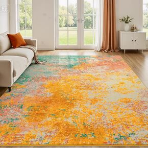 Rugflix 8x10 Area Rugs for Living Room, Colorful Rainbow Washable Rug Stain-Resistant Low Pile, Modern Large Carpet for Bedroom Dining Room Home Office Kids Room Nursery in Saudi Arabia
