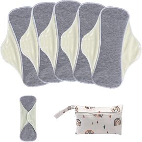 Reusable Sanitary Pads for Women,Feminine Care,Machine Washable,6pcs/Set,Pack of 5+1 Storage Bag,Nonslip Panty Liners,Graphene Period Pads in Saudi Arabia