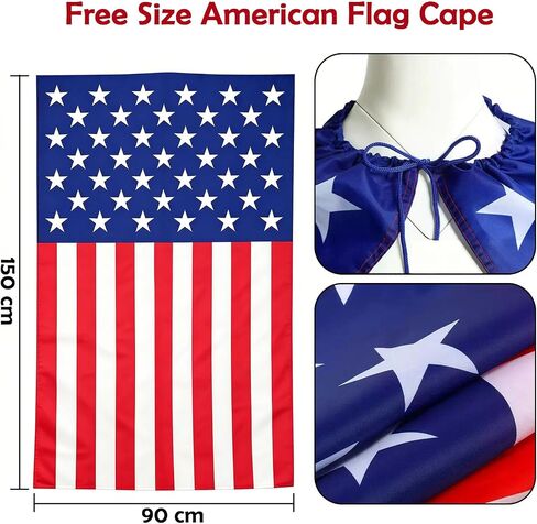 American Flag Cape, Accessories Patriotic Flag Cloak Set for Men Women 250th July 4th Independence Day, World Cup Party Costume Cape Set in Saudi Arabia