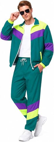 80s Outfit for Men Women - Retro 90s Neon Tracksuit, Vintage Track Suit Set, Halloween Costume & 80s Party in Kuwait