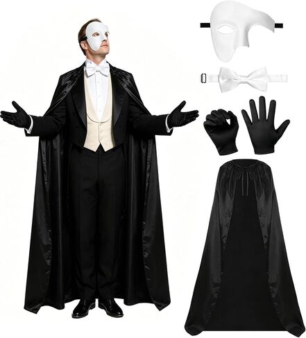 Opera Costume for Men Women, Black Cape Masquerade for Halloween Cosplay in Saudi Arabia
