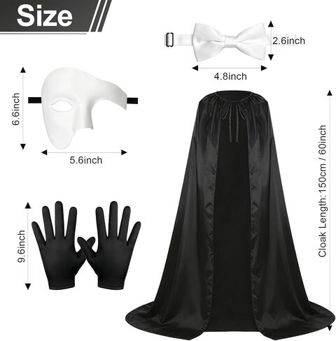 Opera Costume for Men Women, Black Cape Masquerade for Halloween Cosplay in Saudi Arabia