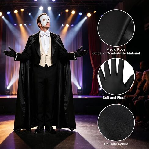 Opera Costume for Men Women, Black Cape Masquerade for Halloween Cosplay in Saudi Arabia