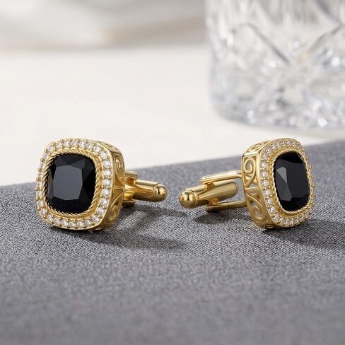 Cuff Links Mens 925 Sterling Silver Gold Cufflinks for Men Cuff Links Jewelry for Wedding Anniversary Business Tuxedo Dress in Kuwait