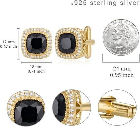 Cuff Links Mens 925 Sterling Silver Gold Cufflinks for Men Cuff Links Jewelry for Wedding Anniversary Business Tuxedo Dress in Kuwait