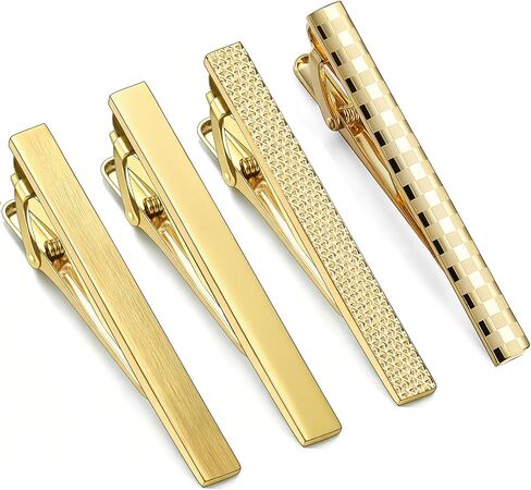 Gold Tie Clips for Men 4-Pack, 2.36 Inch Gold Tie Bar Tie Pin Tie Clip for Standard Ties, Golden Men's Tie Clip Tie Clasps Unique Gifts for Business, Weddings, Formal Events in Saudi Arabia