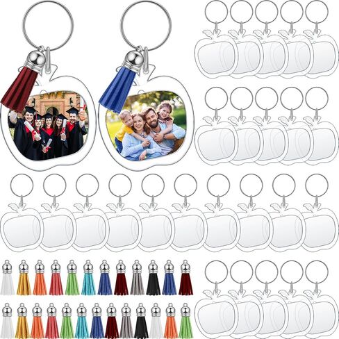 Yaomiao Acrylic Photo Keychain with Tassel Clear Blank Custom Keychain Frame Holder Insert Picture Keyring Making Kit in Kuwait