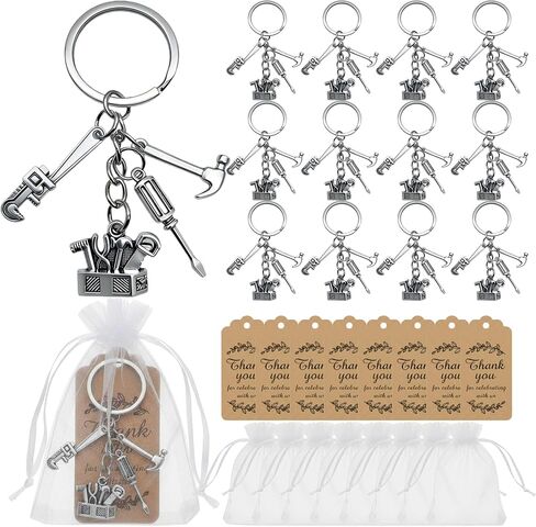20 Sets Tool Keychains Thank You Gifts, Metal Wrench Hammer Screwdriver Keyrings with Kraft Tags and Organza Bags, Bulk Appreciation Gifts for Men, Mechanic, Handyman, Coworker, Father's Day in Saudi Arabia
