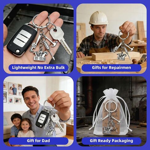 20 Sets Tool Keychains Thank You Gifts, Metal Wrench Hammer Screwdriver Keyrings with Kraft Tags and Organza Bags, Bulk Appreciation Gifts for Men, Mechanic, Handyman, Coworker, Father's Day in Saudi Arabia