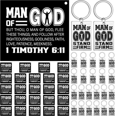 Kenning 24 Sets Father's Day Church Gifts Bulk Man of God Keychains with Card Religious Christian Dad Gift Set Daddy Bible Verse Church Gift Bulk for Father's Day Party Favor Supplies in Kuwait