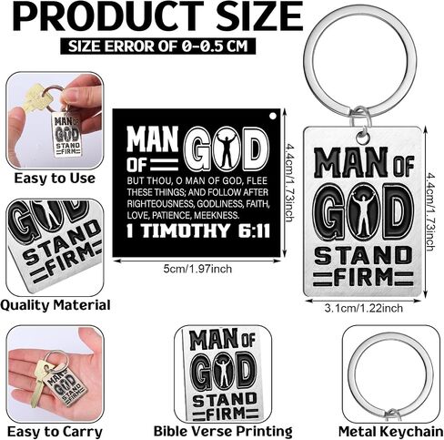 Kenning 24 Sets Father's Day Church Gifts Bulk Man of God Keychains with Card Religious Christian Dad Gift Set Daddy Bible Verse Church Gift Bulk for Father's Day Party Favor Supplies in Kuwait