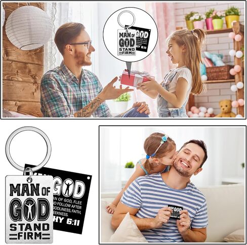 Kenning 24 Sets Father's Day Church Gifts Bulk Man of God Keychains with Card Religious Christian Dad Gift Set Daddy Bible Verse Church Gift Bulk for Father's Day Party Favor Supplies in Kuwait