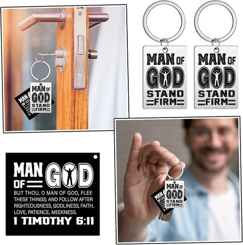 Kenning 24 Sets Father's Day Church Gifts Bulk Man of God Keychains with Card Religious Christian Dad Gift Set Daddy Bible Verse Church Gift Bulk for Father's Day Party Favor Supplies in Kuwait