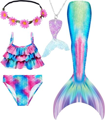 WOPLAY Girls Bathing Suits Swimsuits with Cover Up,Swimming Suit Girls Birthday Gift 3-12 Years (US, Age, 10 Years, 12 Years, CX09PP) in Saudi Arabia