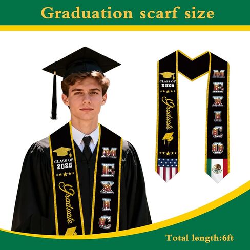 Mexican Graduation Stole Sash Class of 2026 Graduation Stole Mexican American Sash in Kuwait