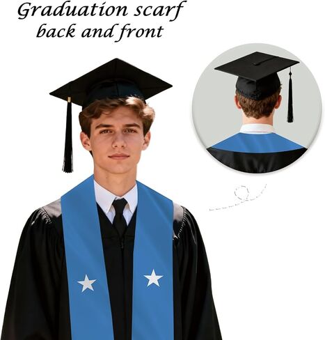 Somalia Flag Graduation Stole Sash Scarf Double Layer Polyester Satin Fabric Anti-Wrinkle in Kuwait