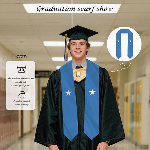 Somalia Flag Graduation Stole Sash Scarf Double Layer Polyester Satin Fabric Anti-Wrinkle in Kuwait