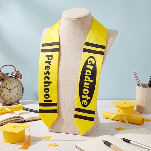 Cozypower 46" Preschool Graduation Stole Class of 2026 Grade Preschool Honor Stole Yellow Crayon Graduation Sash Unisex Gifts in Kuwait