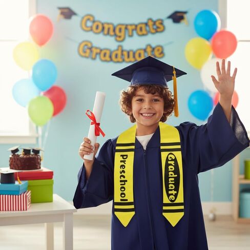 Cozypower 46" Preschool Graduation Stole Class of 2026 Grade Preschool Honor Stole Yellow Crayon Graduation Sash Unisex Gifts in Kuwait