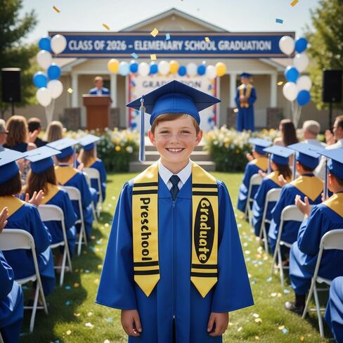 Cozypower 46" Preschool Graduation Stole Class of 2026 Grade Preschool Honor Stole Yellow Crayon Graduation Sash Unisex Gifts in Kuwait