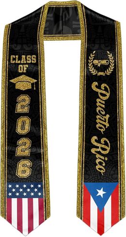 Graduation Stole with Gold Glitter Trim, Stoles for Graduation 2026, Class of 2026 Graduation Sash, Unisex Adult in Kuwait
