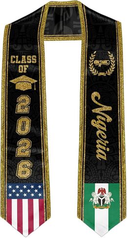 Graduation Stole with Gold Glitter Trim, Stoles for Graduation 2026, Class of 2026 Graduation Sash, Unisex Adult in Kuwait