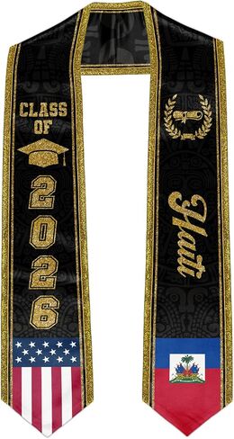 Graduation Stole with Gold Glitter Trim, Stoles for Graduation 2026, Class of 2026 Graduation Sash, Unisex Adult in Kuwait