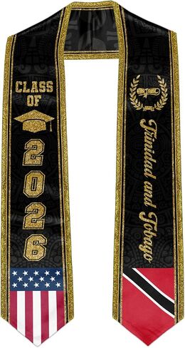 Graduation Stole with Gold Glitter Trim, Stoles for Graduation 2026, Class of 2026 Graduation Sash, Unisex Adult in Kuwait