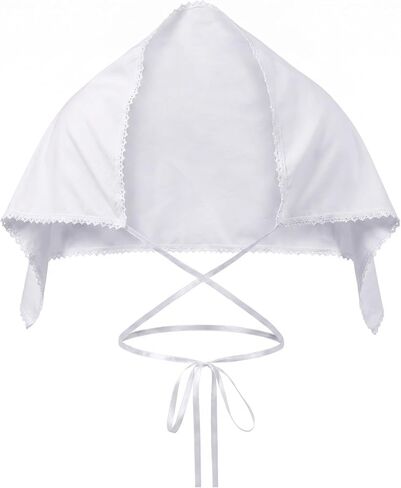 Twistover White Clergy Amice مع زخرفة من الدانتيل وربطات عنق طويلة، سترة كاهن تقليدية لمذبح الكنيسة، ملابس احتفالية من القطن والبوليستر قابلة للتنفس in Kuwait