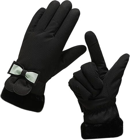 Winter Gloves for Women, Waterproof Thermal Touchscreen Gloves with Cute Bow, Soft Plush Lining Windproof Warm Glove in Kuwait