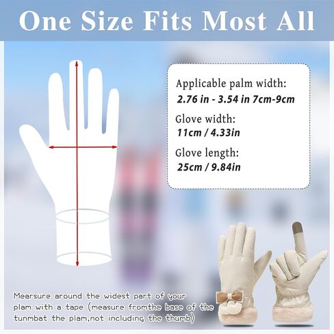 Winter Gloves for Women, Waterproof Thermal Touchscreen Gloves with Cute Bow, Soft Plush Lining Windproof Warm Glove in Kuwait