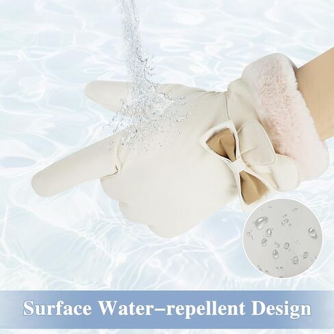 Winter Gloves for Women, Waterproof Thermal Touchscreen Gloves with Cute Bow, Soft Plush Lining Windproof Warm Glove in Kuwait