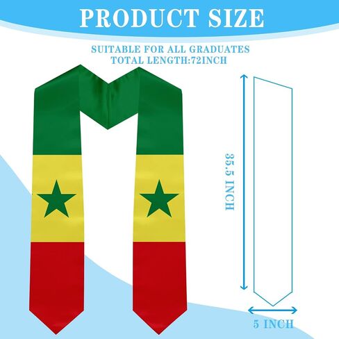 Graduation Stole National Flag Design, Satin Unisex International Student Graduation Sash Scarf 72'' Long in Saudi Arabia