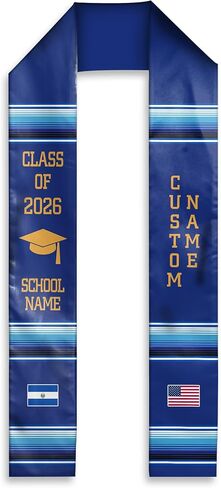 MDPrints Global Personalized El Salvador Graduation Stole 2026, 72" Custom Salvadoran Flag Graduation Sash in Saudi Arabia