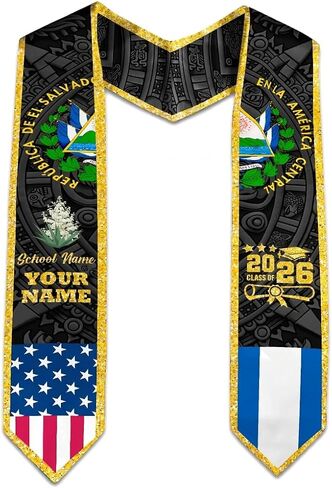 MDPrints Global Personalized El Salvador Graduation Stole 2026, 72" Custom Salvadoran Flag Graduation Sash in Saudi Arabia