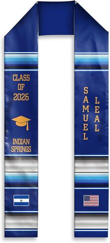 MDPrints Global Personalized El Salvador Graduation Stole 2026, 72" Custom Salvadoran Flag Graduation Sash in Saudi Arabia