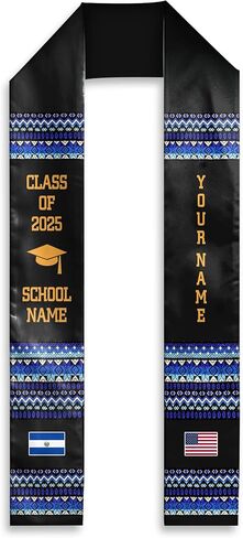 MDPrints Global Personalized El Salvador Graduation Stole 2026, 72" Custom Salvadoran Flag Graduation Sash in Saudi Arabia