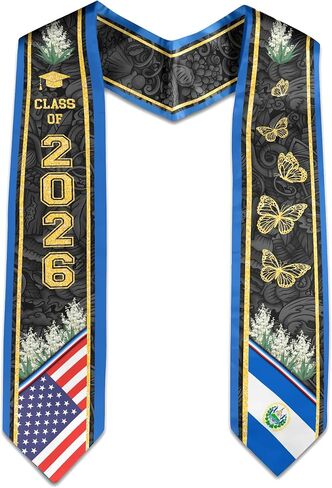 MDPrints Global Personalized El Salvador Graduation Stole 2026, 72" Custom Salvadoran Flag Graduation Sash in Saudi Arabia
