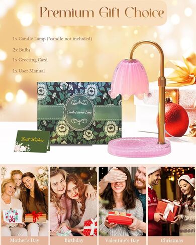 Flower Candle Warmer Lamp with Timer, Vintage Adjustable Glass Warmer Light for Jar Candles, Electric Wax Warming Melter, Gifts for Women Mom, Bedroom Decor (Pink-Flower) in Saudi Arabia